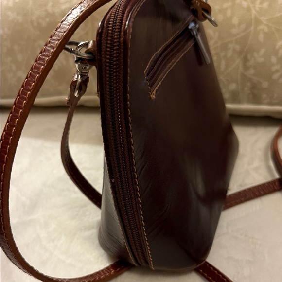 Vera Pelle Giorgio Costa Brown Leather Crossbody Bag - Picture 7 of 14
